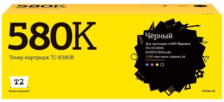 Тонер-картридж T2 TC-K580B для принтеров Kyocera FS-C5150DN/ ECOSYS P6021cdn (3500 стр.) черный, с чипом Тонер-картридж T2 TC-K580B для принтеров Kyocera FS-C5150DN/ ECOSYS P6021cdn (3500 стр.) черный, с чипом