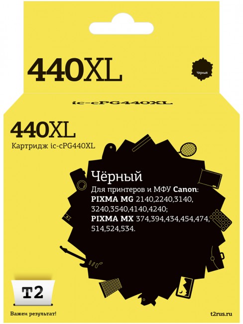 Струйный картридж T2 IC-CPG440XL для принтеров Canon PIXMA MG2140/ 3140/ 3540/ MX394/ 434/ 474 черный