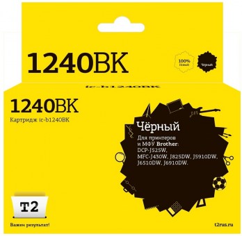 Струйный картридж T2 IC-B1240BK для принтеров Brother DCP-J525W/ MFC-J430W/ J825DW/ J5910DW/ J6510DW/ J6910DW, черный Струйный картридж T2 IC-B1240BK для принтеров Brother DCP-J525W/ MFC-J430W/ J825DW/ J5910DW/ J6510DW/ J6910DW, черный