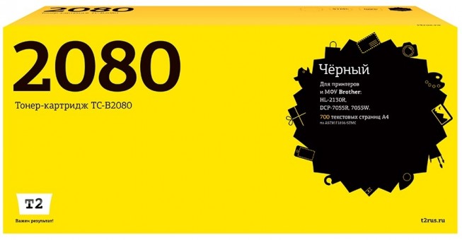 Лазерный картридж T2 TC-B2080 для принтеров Brother HL-2130R/ DCP-7055R/ 7055W (700 стр.) черный