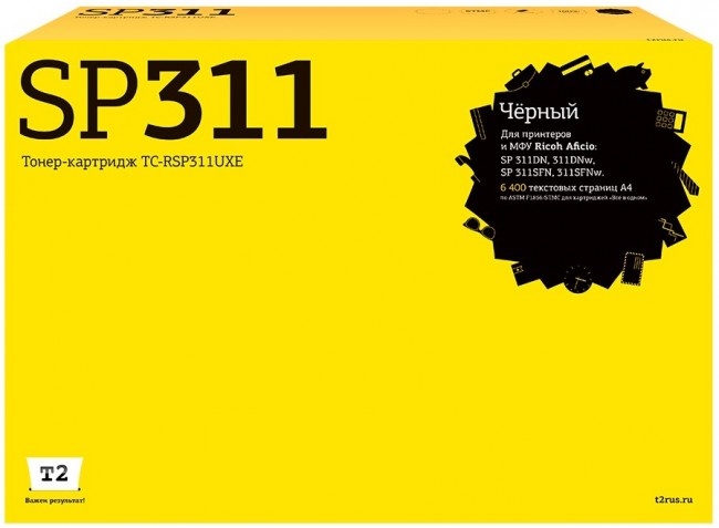 Лазерный картридж T2 TC-RSP311UXE для принтеров Ricoh SP 311/ 325 (6400 стр.) черный, с чипом Лазерный картридж T2 TC-RSP311UXE для принтеров Ricoh SP 311/ 325 (6400 стр.) черный, с чипом