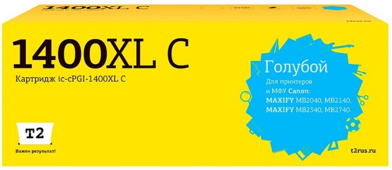 Струйный картридж T2 IC-CPGI-1400XL C для принтеров Canon MAXIFY MB2040/ MB2140/ MB2340/ MB2740, голубой Струйный картридж T2 IC-CPGI-1400XL C для принтеров Canon MAXIFY MB2040/ MB2140/ MB2340/ MB2740, голубой