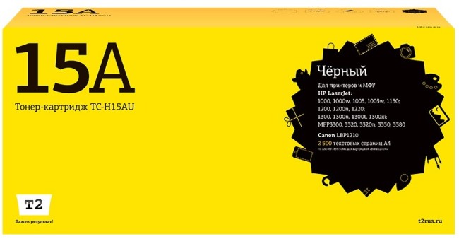 Лазерный картридж T2 TC-H15AU для принтеров HP LJ 1000/ 1150/ 1200/ 1300/ Canon LBP1210 (2500 стр.) черный, с чипом Лазерный картридж T2 TC-H15AU для принтеров HP LJ 1000/ 1150/ 1200/ 1300/ Canon LBP1210 (2500 стр.) черный, с чипом
