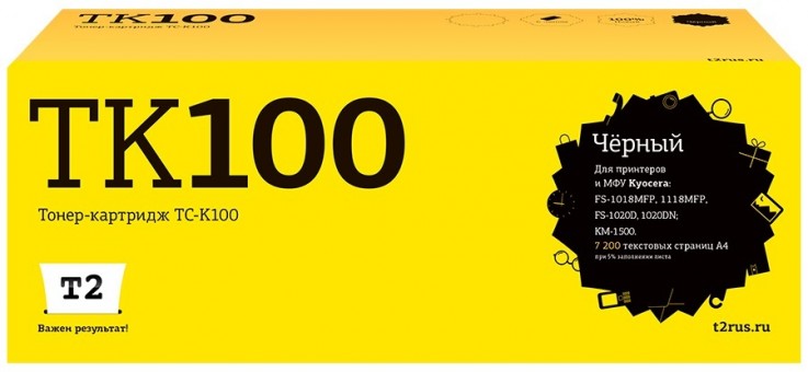 Тонер-картридж T2 TC-K100 для принтеров Kyocera FS-1018MFP/ 1020D/ 1020DN/ 1118MFP/ KM-1500 (7200 стр., туба) черный