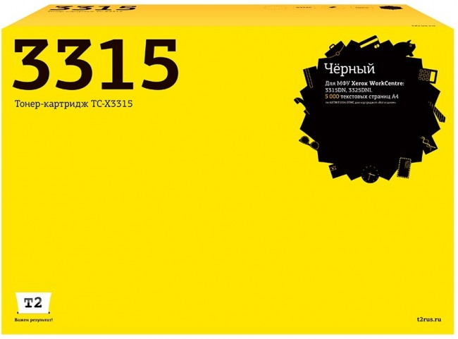 Лазерный картридж T2 TC-X3315 для принтеров Xerox WorkCentre 3315DN/ 3325DNI (5000 стр.) черный с чипом 106R02310 Лазерный картридж T2 TC-X3315 для принтеров Xerox WorkCentre 3315DN/ 3325DNI (5000 стр.) черный с чипом 106R02310