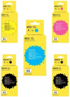 Комплект картриджей T2 IC-CCLI-451XL_MP для принтеров Canon PGI-450BK XL/ CLI-451 XL, пигментный черный, черный, голубой, пурпурный, желтый