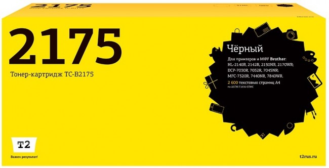 Лазерный картридж T2 TC-B2175 для принтеров Brother HL-2140R/ 2150NR/ 2170WR/ DCP-7030R/ 7045NR/ 7320R (2600 стр.) черный Лазерный картридж T2 TC-B2175 для принтеров Brother HL-2140R/ 2150NR/ 2170WR/ DCP-7030R/ 7045NR/ 7320R (2600 стр.) черный