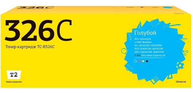 Лазерный картридж T2 TC-B326C для принтеров Brother HL-L8250CDN/ 8350CDW/ DCP-L8400CDN/ 8450CDW/ MFC-L8650CDW/ 8850CDW (3500 стр.) голубой Лазерный картридж T2 TC-B326C для принтеров Brother HL-L8250CDN/ 8350CDW/ DCP-L8400CDN/ 8450CDW/ MFC-L8650CDW/ 8850CDW (3500 стр.) голубой