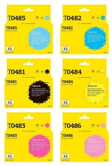Комплект картриджей T2 IC-ET0487 для принтеров Epson T0487 черный, голубой, пурпурный, желтый, светло-голубой, светло-пурпурный