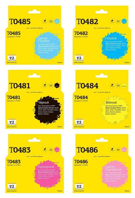 Комплект картриджей T2 IC-ET0487 для принтеров Epson T0487 черный, голубой, пурпурный, желтый, светло-голубой, светло-пурпурный Комплект картриджей T2 IC-ET0487 для принтеров Epson T0487 черный, голубой, пурпурный, желтый, светло-голубой, светло-пурпурный