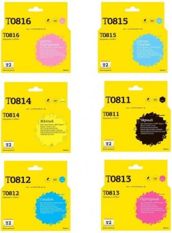 Комплект картриджей T2 IC-ET0817 для принтеров Epson T0817 черный, голубой, пурпурный, желтый, светло-голубой, светло-пурпурный