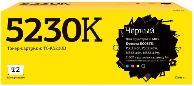 Тонер-картридж T2 TC-K5230B для принтеров Kyocera ECOSYS M5521cdn/ M5521cdw/ P5021cdn/ P5021cdw (2600 стр.) черный, с чипом Тонер-картридж T2 TC-K5230B для принтеров Kyocera ECOSYS M5521cdn/ M5521cdw/ P5021cdn/ P5021cdw (2600 стр.) черный, с чипом