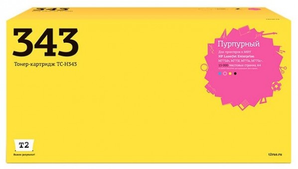 Лазерный картридж T2 TC-H343 для принтеров HP LJ Enterprise 700 M775dn/ M775f/ M775z/ M775z+ (15000стр.) пурпурный,с чипом Лазерный картридж T2 TC-H343 для принтеров HP LJ Enterprise 700 M775dn/ M775f/ M775z/ M775z+ (15000стр.) пурпурный,с чипом