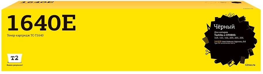 Тонер-картридж T2 TC-T1640 для принтеров Toshiba e-STUDIO 163/ 165/ 166/ 203/ 205/ 206 (24000 стр.) черный