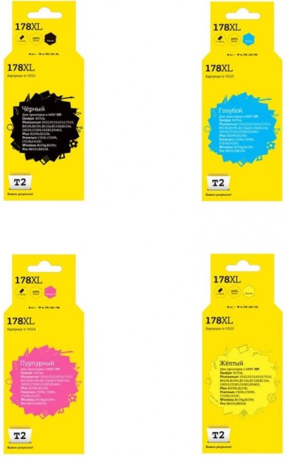 Комплект струйных картриджей T2 IC-H178XL_MP для принтеров HP Deskjet 3070A/ Photosmart 6510/ 7510/ B110/ C8583 черный, голубой, пурпурный, желтый