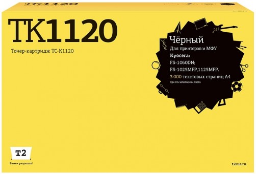Тонер-картридж T2 TC-K1120 для принтеров Kyocera FS-1060DN/ 1025MFP/ 1125MFP (3000 стр.) черный, с чипом