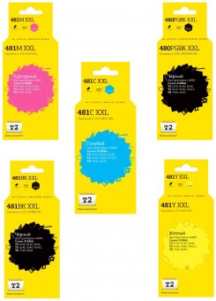 Комплект струйных картриджей T2 IC-CCLI-481XXL_MP для принтеров Canon PGI-480BK XXL/ CLI-481 XXL, пигментный черный, черный, голубой, пурпурный, желтый