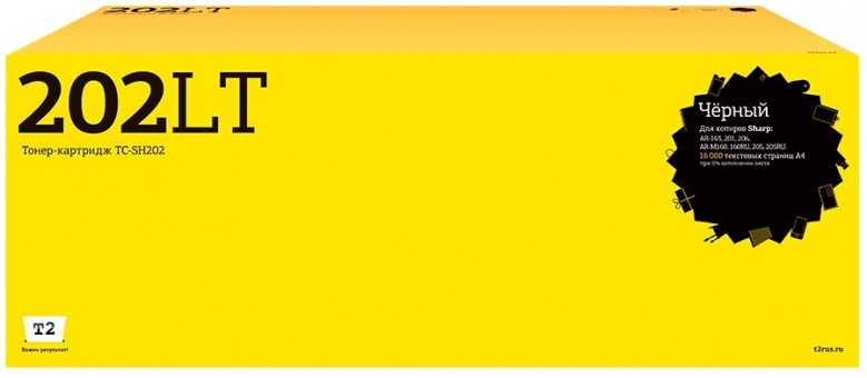 Тонер-картридж T2 TC-SH202 для принтеров Sharp AR-163/ 201/ 206/ AR-M160/ 160RU/ 205/ 205RU (16000 стр.) черный