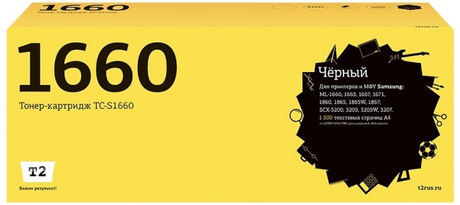 Лазерный картридж T2 TC-S1660 для принтеров Samsung ML-1660/ 1665/ 1860/ 1865/ 1867/ SCX-3200/ 3205/ 3207 (1500 стр.) черный с чипом Лазерный картридж T2 TC-S1660 для принтеров Samsung ML-1660/ 1665/ 1860/ 1865/ 1867/ SCX-3200/ 3205/ 3207 (1500 стр.) черный с чипом