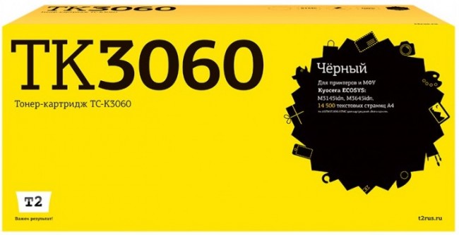 Лазерный картридж T2 TC-K3060 для принтеров Kyocera ECOSYS M3145idn/ M3645idn (14500 стр.) черный, с чипом Лазерный картридж T2 TC-K3060 для принтеров Kyocera ECOSYS M3145idn/ M3645idn (14500 стр.) черный, с чипом