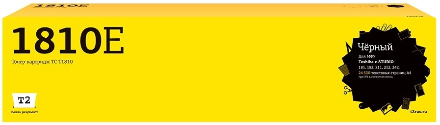 Тонер-картридж T2 TC-T1810 для принтеров Toshiba e-STUDIO 181/ 182/ 211/ 212/ 242 (24500 стр.) черный
