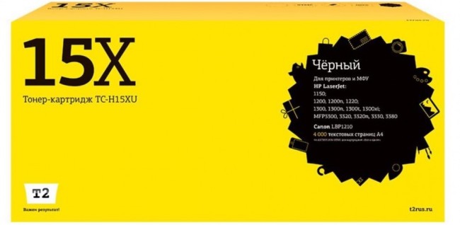 Лазерный картридж T2 TC-H15XU для принтеров HP LJ 1150/ 1200/ 1300/ Canon LBP1210 (4000 стр.), черный, с чипом Лазерный картридж T2 TC-H15XU для принтеров HP LJ 1150/ 1200/ 1300/ Canon LBP1210 (4000 стр.), черный, с чипом