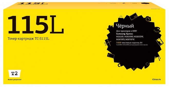 Лазерный картридж T2 TC-S115L для принтеров Samsung Xpress M2620D/ M2820ND/ M2870FD (3000 стр.) черный