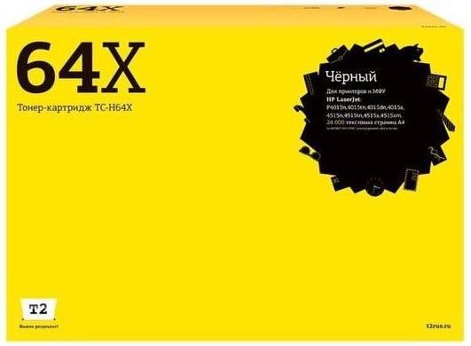 Лазерный картридж T2 TC-H64X для принтеров HP LaserJet P4015n/ 4515n (24000 стр.), черный, с чипом