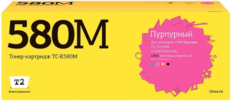 Тонер-картридж T2 TC-K580M для принтеров Kyocera FS-C5150DN/ ECOSYS P6021cdn (2800 стр.) пурпурный, с чипом Тонер-картридж T2 TC-K580M для принтеров Kyocera FS-C5150DN/ ECOSYS P6021cdn (2800 стр.) пурпурный, с чипом