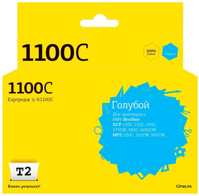 Струйный картридж T2 IC-B1100C для принтеров Brother DCP-145C/ 165C/ 385C/ 6690CW/ MFC-250C/ 990CW, голубой Струйный картридж T2 IC-B1100C для принтеров Brother DCP-145C/ 165C/ 385C/ 6690CW/ MFC-250C/ 990CW, голубой