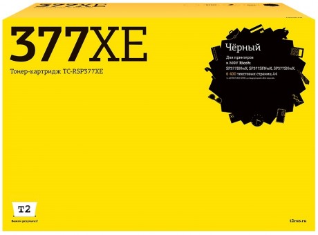Лазерный картридж T2 TC-RSP377XE для принтеров Ricoh SP377DNwX/ SP377SFNwX/ SP377SNwX (6400 стр.) черный, с чипом