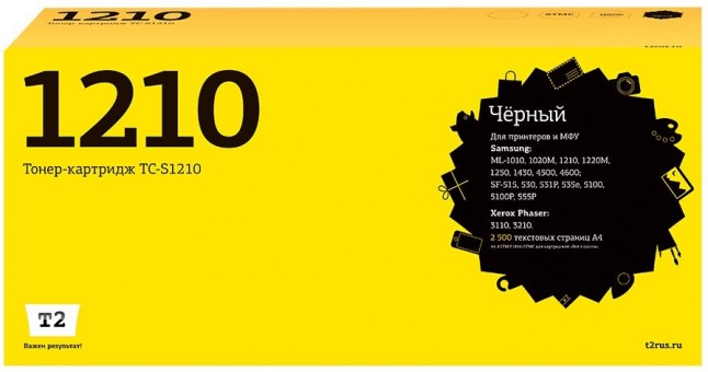 Лазерный картридж T2 TC-S1210 для принтеров Samsung ML-1010/ 1210/ 1250/ SF-5100/ Xerox Phaser 3110/ 3210 (2500 стр.) черный