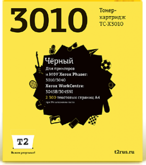 Тонер-картридж T2 TC-X3010 для принтеров Xerox Phaser 3010/ 3040/ WorkCentre 3045B/ 3045NI (2300 стр.) с чипом 106R02183 черный