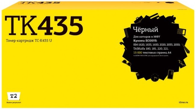Тонер-картридж T2 TC-K435 U для принтеров Kyocera KM-1620/ 1635/ 2020/ 2050/ TASKalfa 180/ 220 (15000 стр., туба) черный Тонер-картридж T2 TC-K435 U для принтеров Kyocera KM-1620/ 1635/ 2020/ 2050/ TASKalfa 180/ 220 (15000 стр., туба) черный