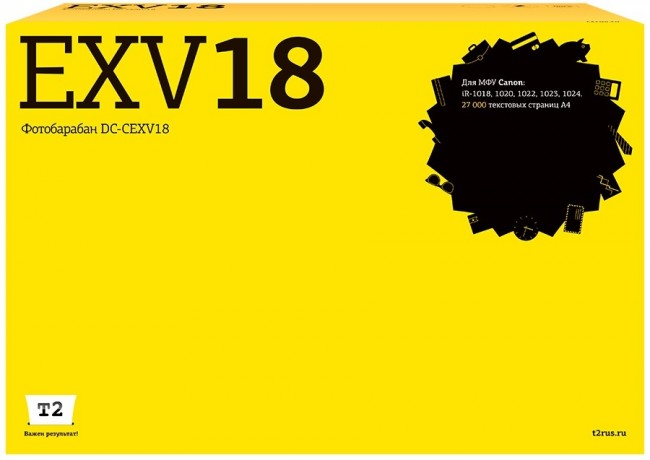 Фотобарабан T2 DC-CEXV18 для принтеров Canon iR-1018/ 1020/ 1022/ 1023/ 1024 (27000 стр.) черный Фотобарабан T2 DC-CEXV18 для принтеров Canon iR-1018/ 1020/ 1022/ 1023/ 1024 (27000 стр.) черный