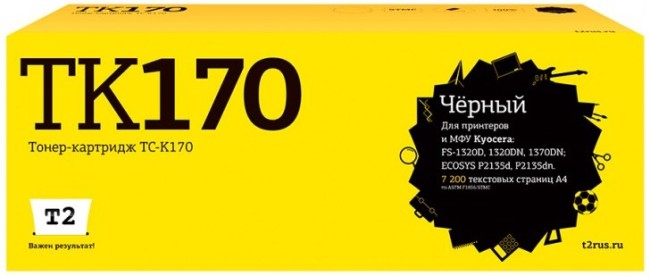 Тонер-картридж T2 TC-K170 для принтеров Kyocera FS-1320D/ 1370DN/ ECOSYS P2135d/ P2135dn (7200 стр.) черный, с чипом