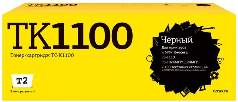 Тонер-картридж T2 TC-K1100 для принтеров Kyocera FS-1110/ 1024MFP/ 1124MFP (2100 стр.) черный, с чипом
