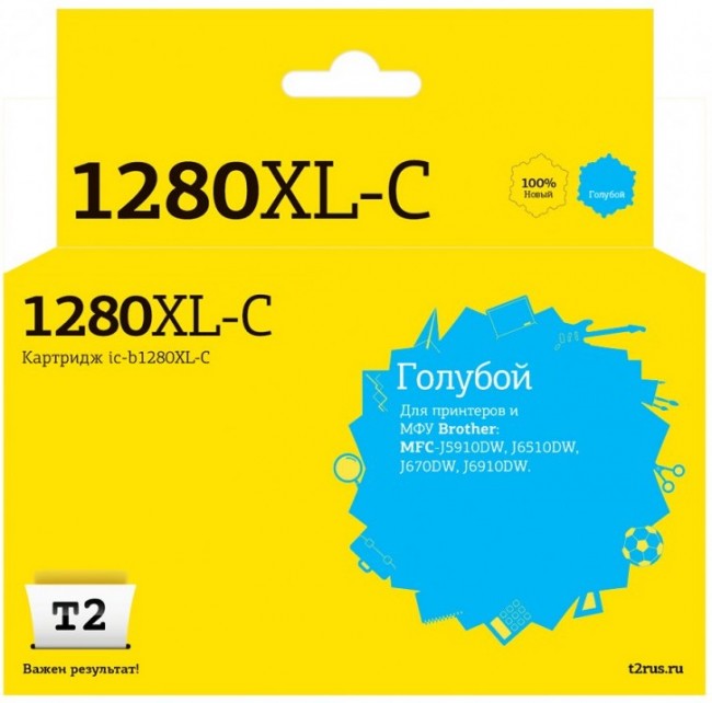 Струйный картридж T2 IC-B1280XL-C для принтеров Brother MFC-J5910DW/ J6510DW/ J6710DW/ J6910DW, голубой