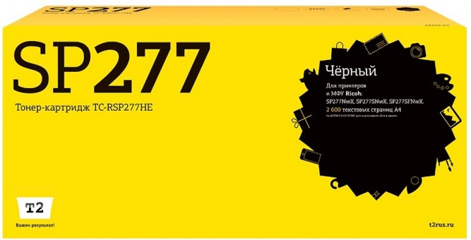 Лазерный картридж T2 TC-RSP277HE для принтеров Ricoh SP277NwX/ SP277SNwX/ SP277SFNwX (2600 стр.) черный, с чипом