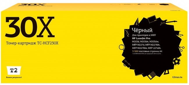 Лазерный картридж T2 TC-HCF230X для принтеров HP LJ Pro M203dn/ M203dw/ MFP M227fdn/ M227fdw/ M227sdn (3500 стр.) черный Лазерный картридж T2 TC-HCF230X для принтеров HP LJ Pro M203dn/ M203dw/ MFP M227fdn/ M227fdw/ M227sdn (3500 стр.) черный