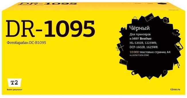 Фотобарабан T2 DC-B1095 для принтеров Brother HL-1202R/ 1223WR/ DCP-1602R/ 1623WR (10000 стр.) черный