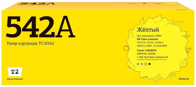 Лазерный картридж T2 TC-H542 для принтеров HP Color LaserJet CP1215/ CP1515n/ Canon 716Y (1400 стр.) желтый, с чипом