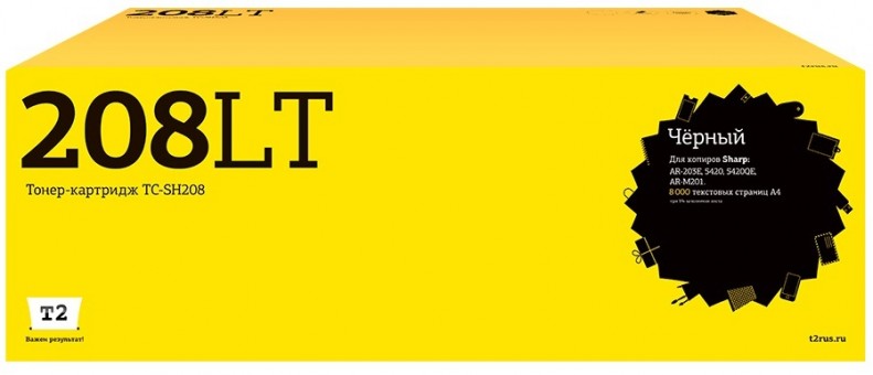 Тонер-картридж T2 TC-SH208 для принтеров Sharp AR-203E/ 5420/ 5420QE/ AR-M201 (8000 стр.) черный