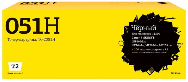 Лазерный картридж T2 TC-C051H для принтеров Canon i-SENSYS LBP162dw/ MF264dw/ MF267dw/ MF269dw (4100 стр.) черный, с чипом